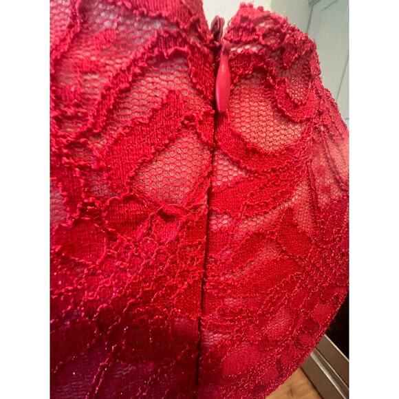 MORGAN AND CO. DEEP PINK LACE BODICE FLOOR LENGTH NWT SIZE 6 - Picture 12 of 13